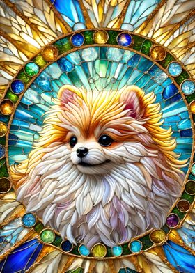 Stained glass Pomeranian