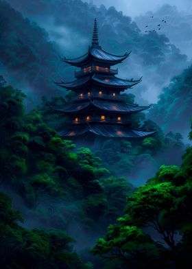 Misty Japanese Temple