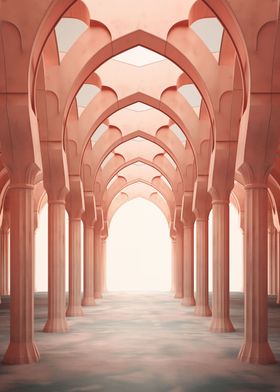 Room with pink arches