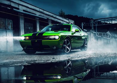 Green Dodge Challenger