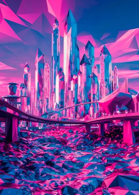 Neon Crystal Cityscape