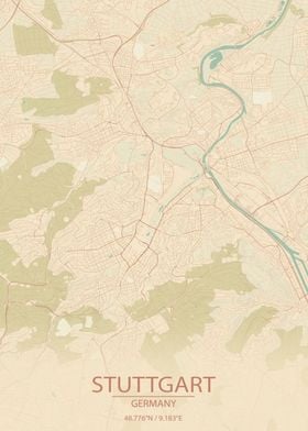 Stuttgart Germany City Map