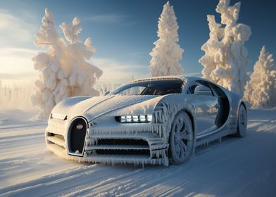 Bugatti Chiron in winter