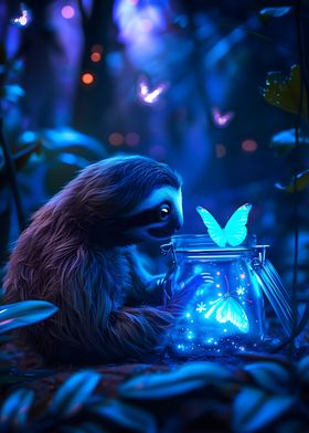 Sloth with Butterfly