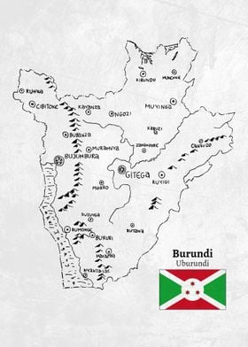 Handdrawn Burundi Map