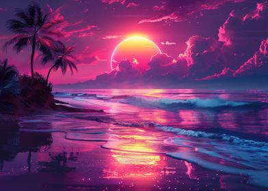 Neon Synthwave Sunset