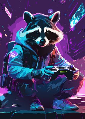 Cyber Raccoon Gamer