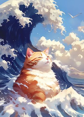 Relaxing Orange Wave Cat