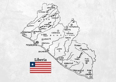 Handdrawn Liberia Map