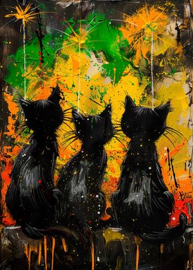 Black Cats in Paint