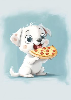 Cartoon Dog Eating Pizza