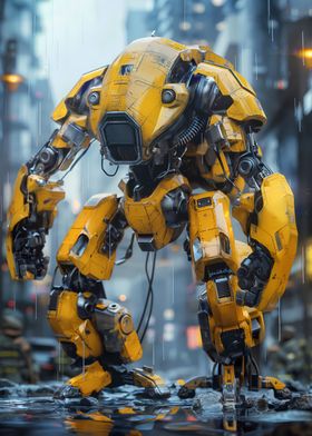 yellow war machine stand