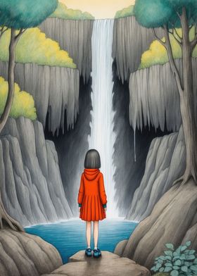 A Girl at the Waterfall