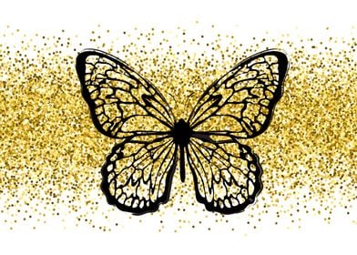 Glitter Black butterfly