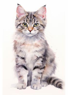 watercolor raas cat