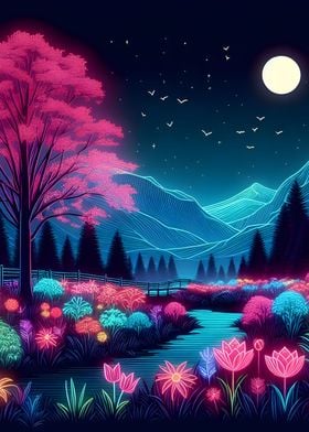 Neon Spring Landscape 01