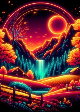 Neon Autumn Landscape 01