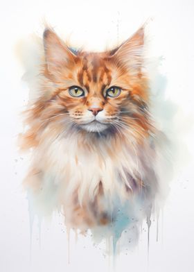 Somali watercolor cat