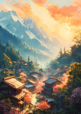 Blossoms Beneath Peaks