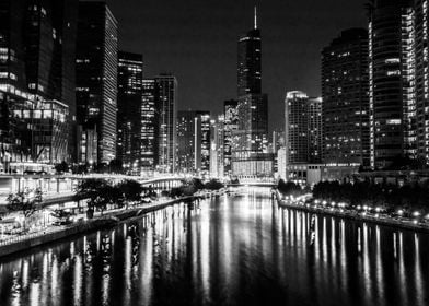 Downtown Chicago at night