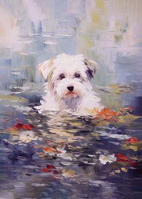 Monet Dog Waterlilies Art