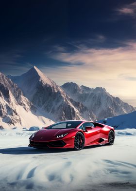 Lamborghini car in winter