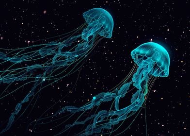 Glowing Jellyfish In Space