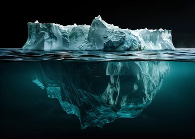 Iceberg In Water At Night