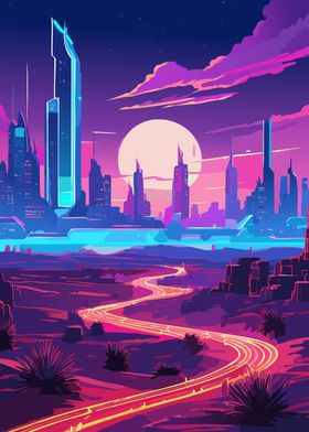 Cyber Cityscape Desert