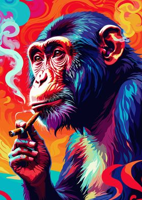 Funny Smoking Chimpanzee