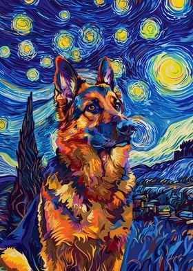 Starry Night German Dog