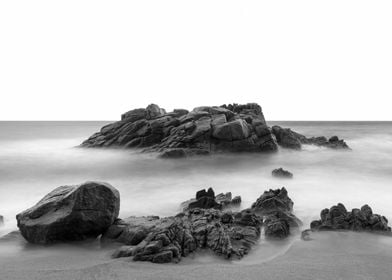 Black and white beach calm