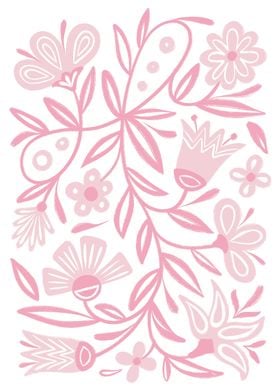 Pink Folk Florals