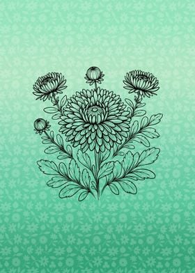 Chrysantheme Line Art