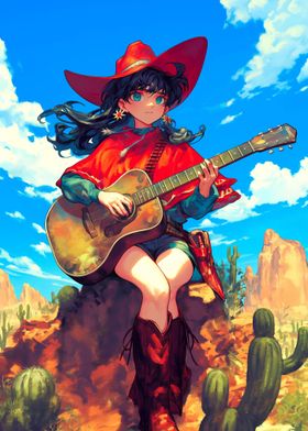 Cow Girl with Her Guitar