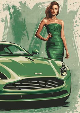 Aston Martin car and girl