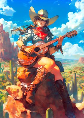 Cowboy Girl Plays Guitar