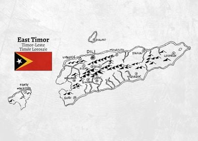 Handdrawn East Timor Map