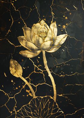 Golden leaf Lotus Kintsugi