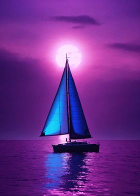 Sailboat Sunset Painting