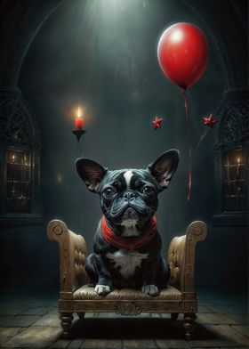 Puppy and Red Balloon