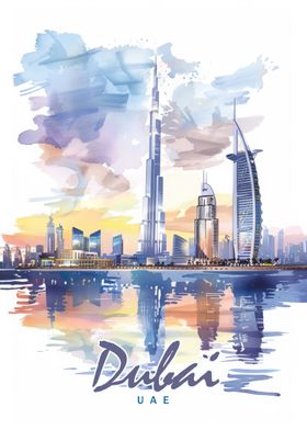 Dubai City Watercolor