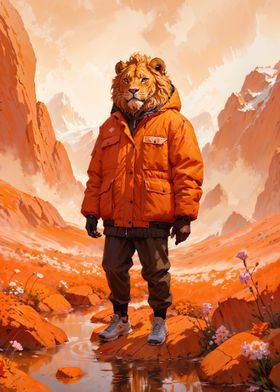 surreal human lion portrai