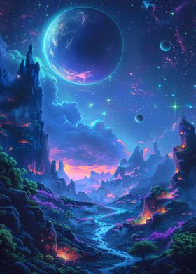 Neon Space Landscape