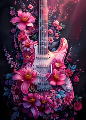 Floral Electric Guitar Art