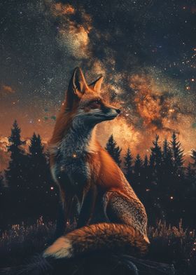 Fox In Forest With Meteor