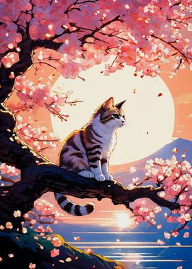 cherry blossom cat