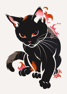 Black Cat Retro Japanese