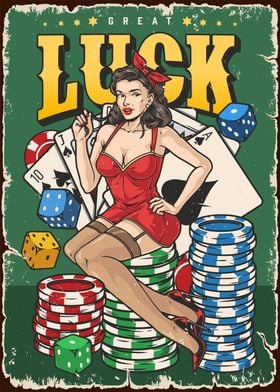 Luck Pin Up Girl Long Legs