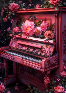 Pink Floral Piano